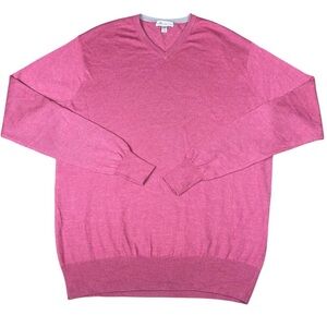 Peter Millar Men’s Pink Soft Lightweight V-Neck Merino Wool Silk Sweater Sz L